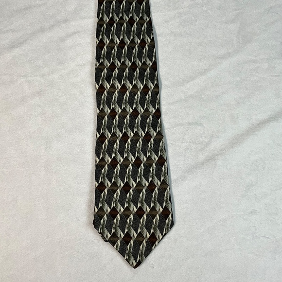 Fabio Fazio Silk Tie Italy Geometric Diamond Pattern Luxury Menswear - Picture 9 of 10